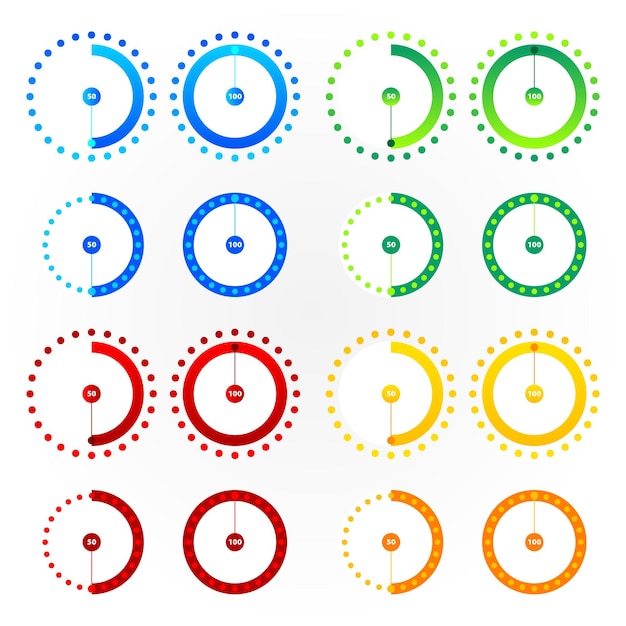 Vector loading bar, vector transparent progress indicators icons