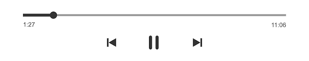 Vector loading bar with time slider, pause, rewind and fast forward buttons. video or audio player playback