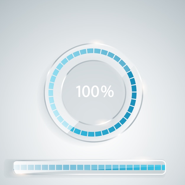 Vector loading bars and spinner bars with loading step number