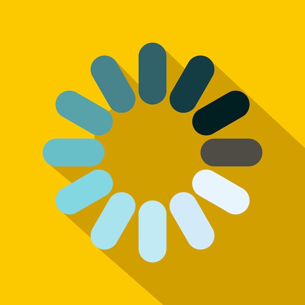 Loading circle sign icon in flat style on a yellow background