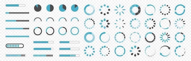 Loading icons collection Set of progress loader in a flat design