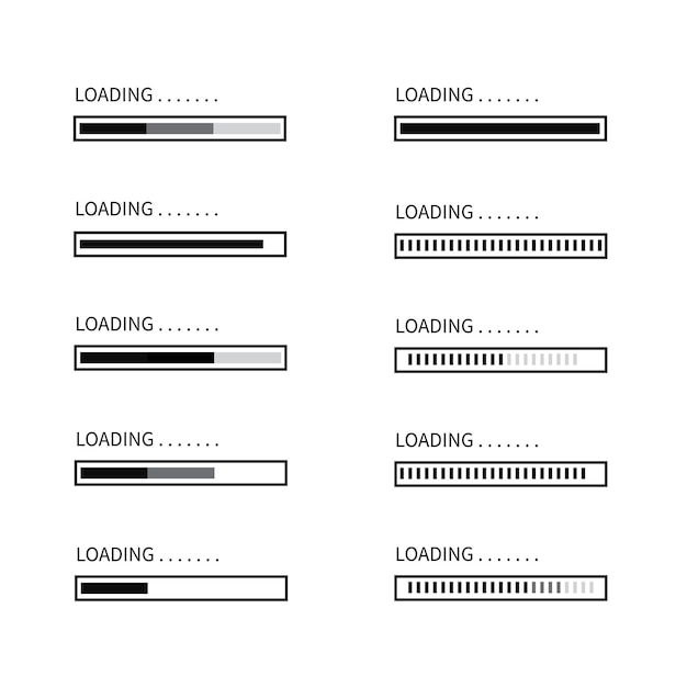 Loading icons set load load bar collection loading icons on white background