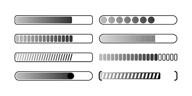 Loading indicator loading signs in different design System software update concept