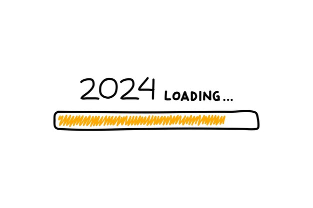 Loading process ahead of the 2024 new year in doodle style