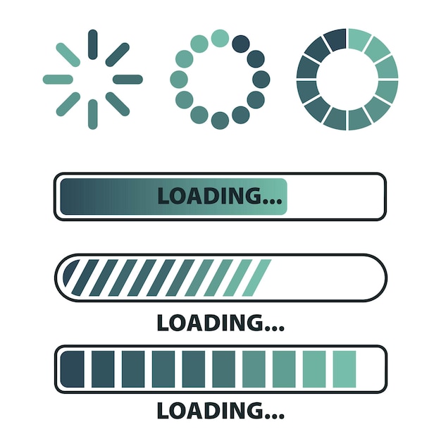 Vector loading process icon loading status bar round buffer download progress and line uploading