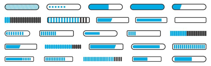 Vector loading progress bar icon collection set of progress scale of process upgrade status upload loading app bar load indicator bar collection