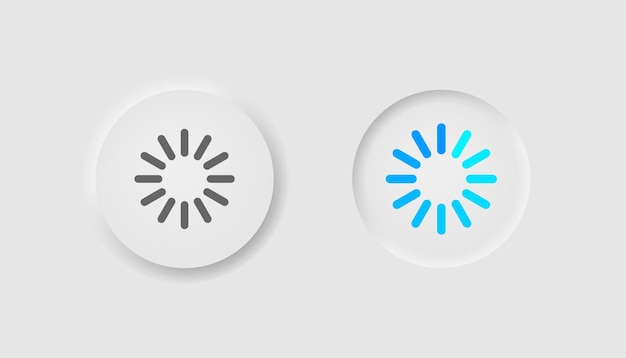 Vector loading round bar icon in neumorphism style icons for business white ui ux waiting symbol video loading loop in process app interface downloading neumorphic style vector illustration