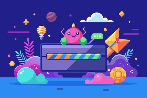 Vector loading screen featuring a playful animation that morphs into the desired content