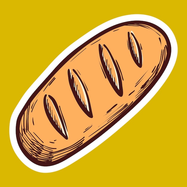 Loaf of bread icon Hand drawn illustration of loaf of bread vector icon for web design