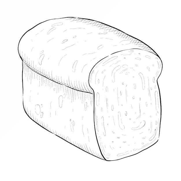 Loaf of bread vector outline illustration. Bakery set.