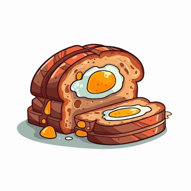 A loaf of bread with an egg on it