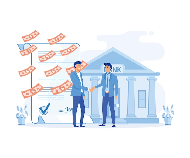 loan agreement concept personal loan or financial support ask for loans from bank mortgage debt flat vector modern illustration