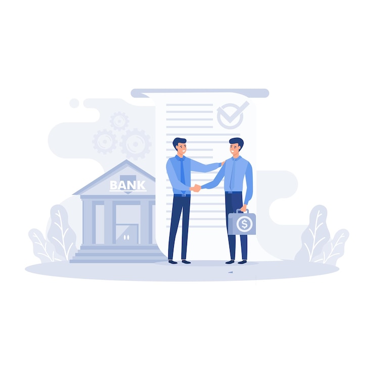 वेक्टर loan agreements borrow money from the bank mortgage debt or obligation loan agreement concept flat vector modern illustration