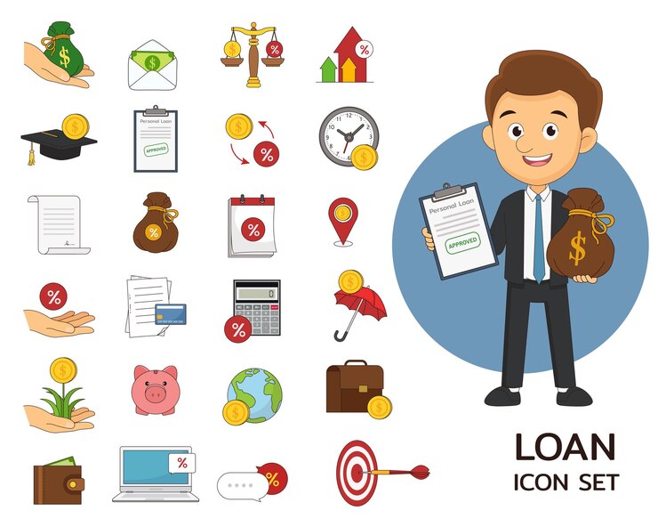 Premium Vector | Loan concept flat icons