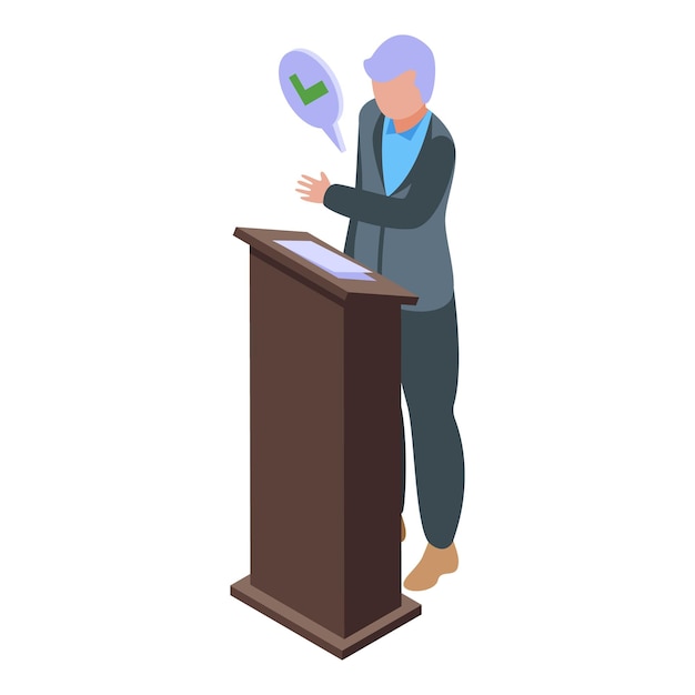 Vector lobbyist speaker icon isometric vector politician meeting political pressure