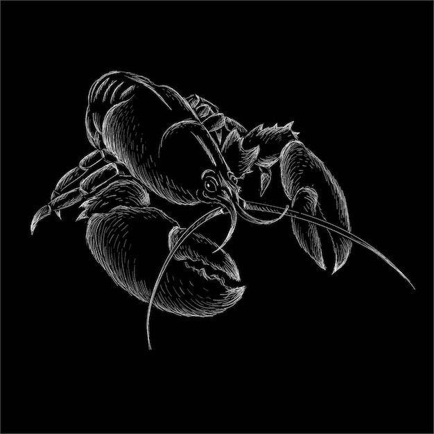 Vector lobster on black