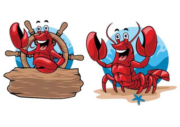 Vector lobster cartoon set