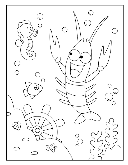 Lobster coloring pages for kids