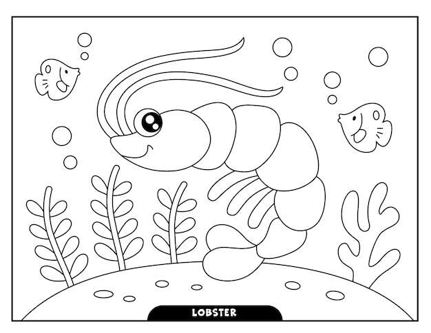 Vector lobster coloring pages for kids