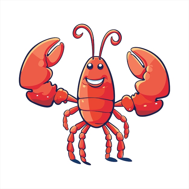 Lobster Cute Funny Cartoon Kawaii Clipart Colorful Watercolor Animal Pet Sticker Illustration