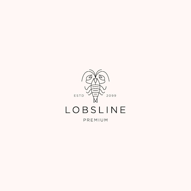 Lobster line style logo icon design template flat vector