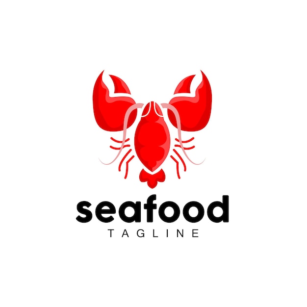 Logo dell'aragosta semplice design minimalistashrimp seafood food illustrazione vettoriale icona simbolo