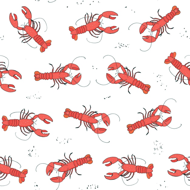 Vector lobster sea food vector seamless pattern