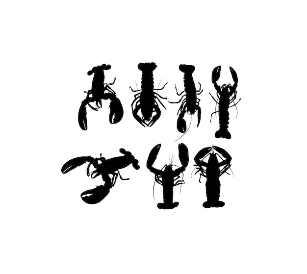 Vector lobster silhouettes art vector design