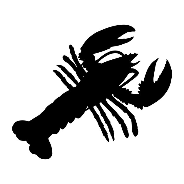 Vector lobster vector black white silhouette