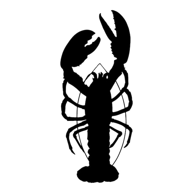 Lobster vector black white silhouette