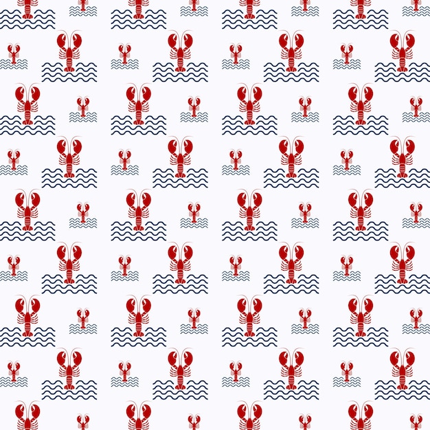 Lobster vector seamless repeating pattern illustration background