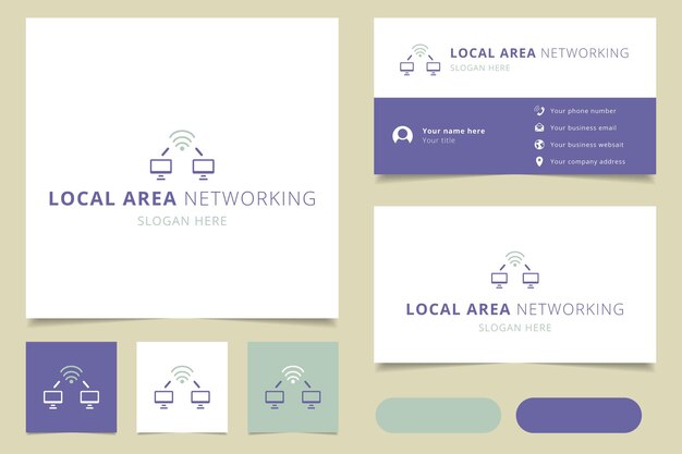 Local area networking logo design with editable slogan