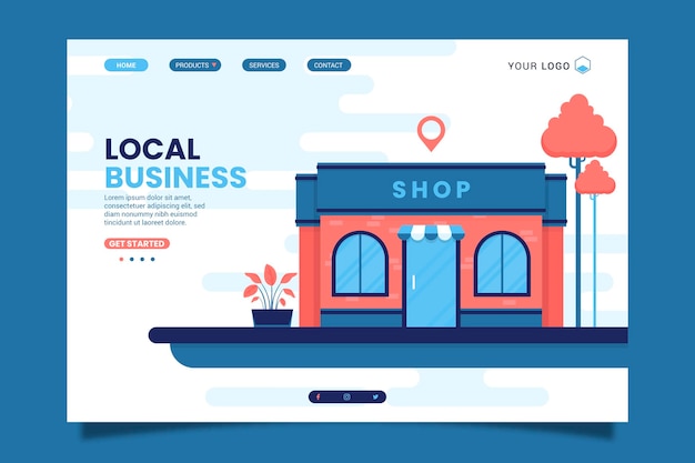 Vector local business landing page template