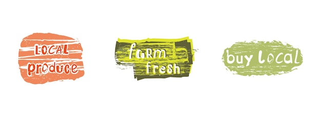 Local farm fresh products labels design Every icon is isolated.