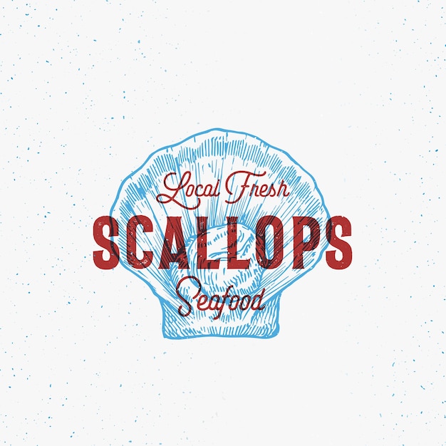 Vector local fresh scallops abstract vector sign, symbol or logo template