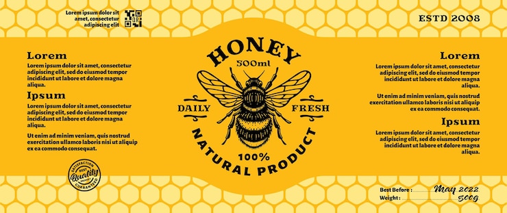 Vector local honey bee label template abstract vector packaging design layout