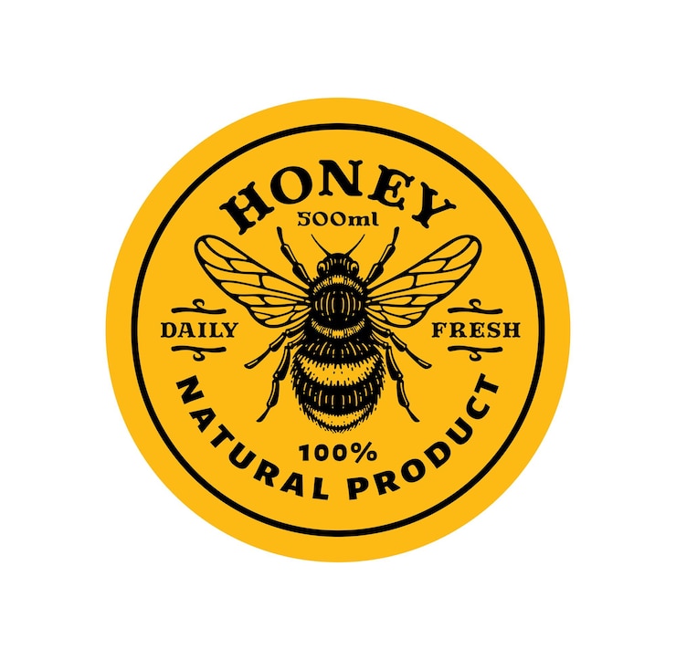 Vector local honey bee label template abstract vector sticker or packaging design layout in circle shape