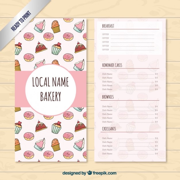 Vector local name bakery menu template