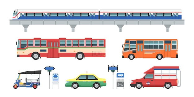 Vettore trasporto pubblico locale nell'illustrazione di vettore di bangkok tailandia