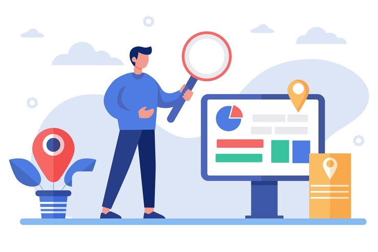 Local seo concept Search marketing specialist making result page