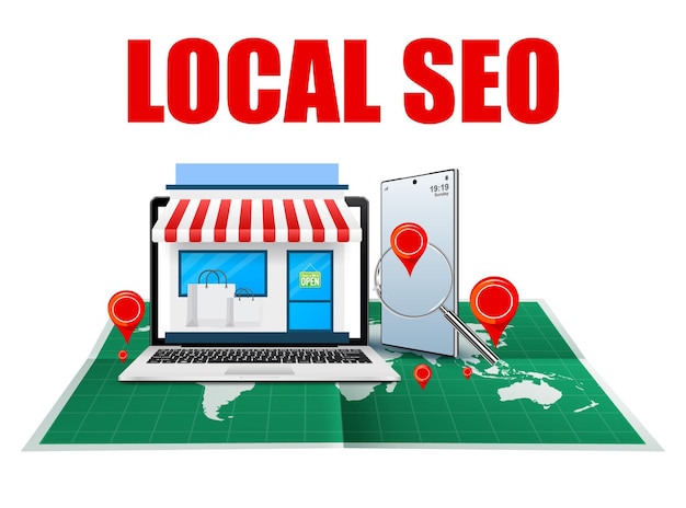 Vettore concetto di marketing seo locale