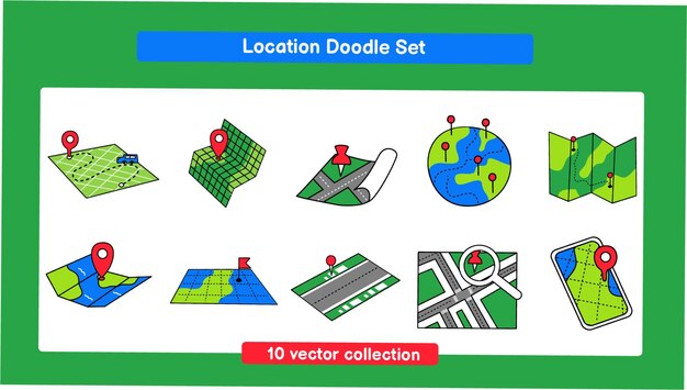 Vector locatie doodle set