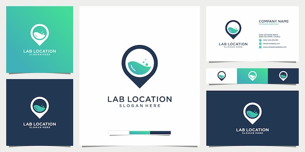 Locatie lab logo sjabloonpictogram en visitekaartje