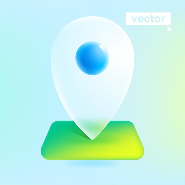 Locatie pin pictogram geotag op kaart in glassmorphism stijl Vector illustratie met vervaging