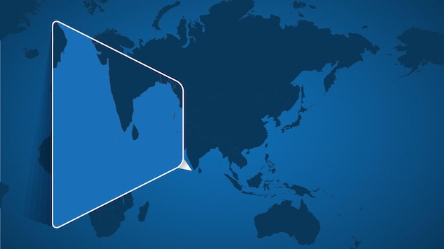 Locatie van de Maldiven op de wereldkaart met vergrote kaart van de Maldiven met vlag