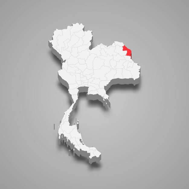 Vector locatie van de provincie nakhon phanom thailand 3d isometrische kaart