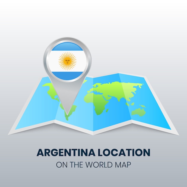 Locatiemarkering van argentinië op de wereldkaart