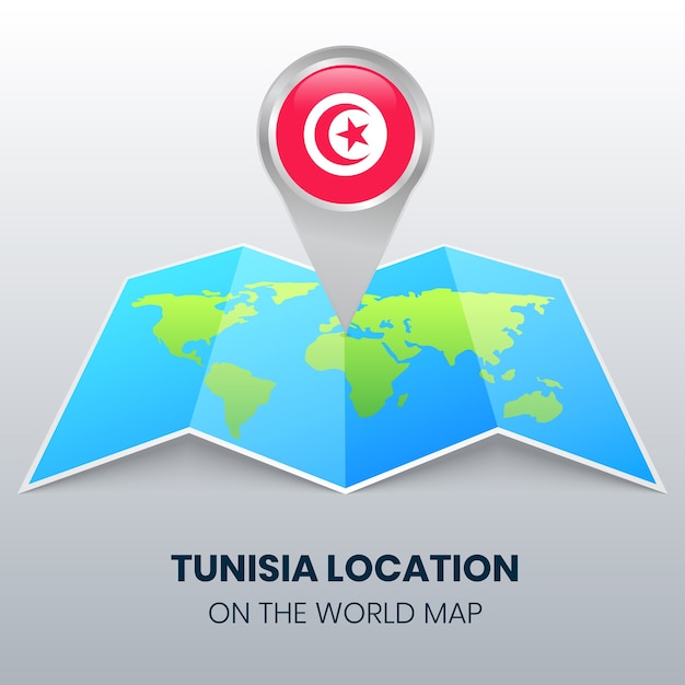 Locatiepictogram van Tunesië op de wereldkaart