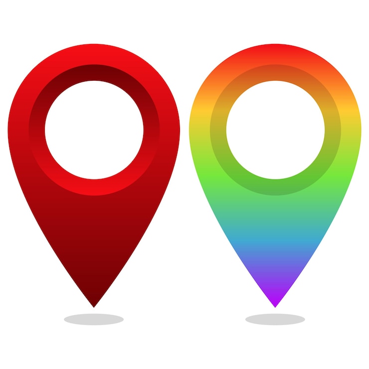 Vector locatiepin rood en regenboog
