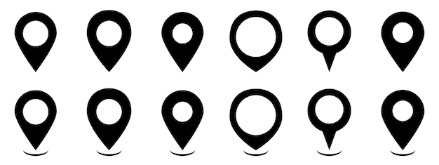 Locatiesymbolen ingesteld Kaartpictogram GPS-cartografiepositie Kaartzoekroutenavigator Vector EPS 10
